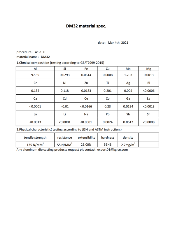 DM32 material specification